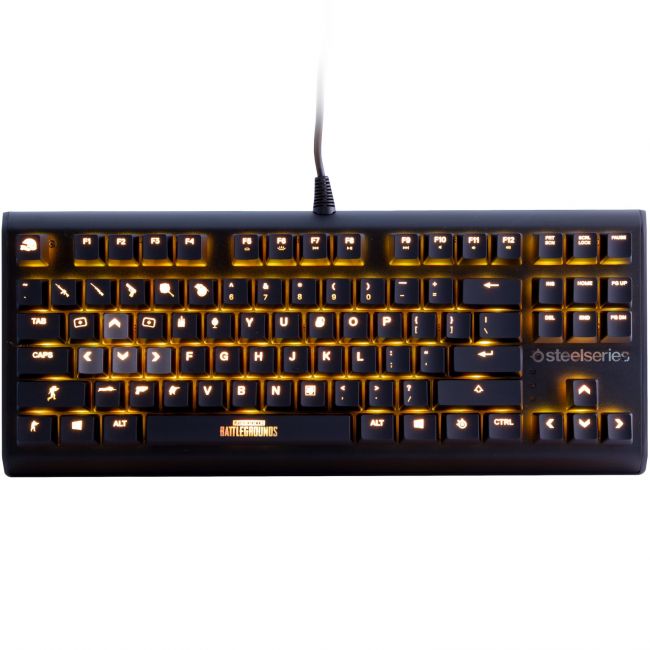 The keyboard's wired USB SteelSeries Apex M750 TKL RGB, PUBG Edition, MX Red